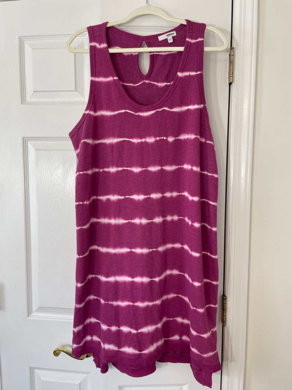 Sonoma Goods for Life Fuchsia Tie Dye Striped Tank Dress, size XL